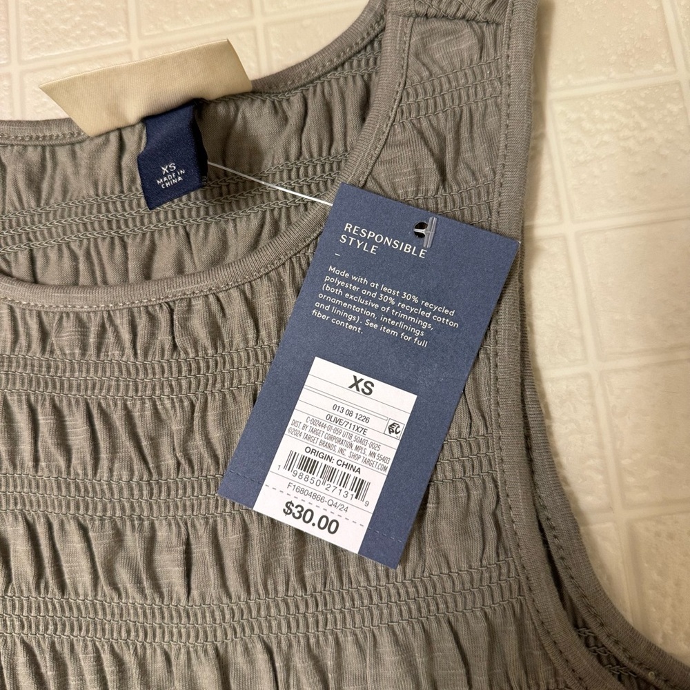 Universal Thread Smocked Knit Maxi A-Line Dress - Olive Green Size XS - Picture 6 of 6